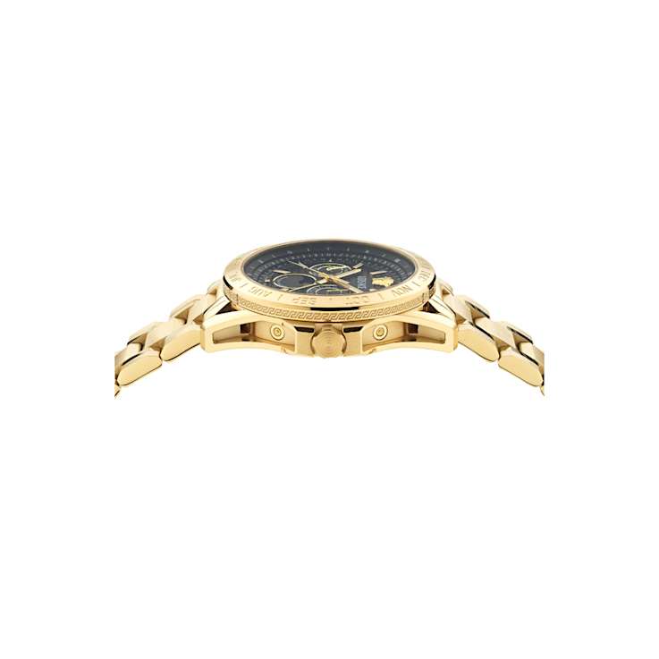 V-Galaxy Moonphase Black Dial Yellow Stainless Steel Bracelet Watch