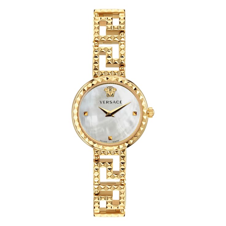 Greca Goddess White MOP Dial Yellow Stainless Steel Bracelet Watch