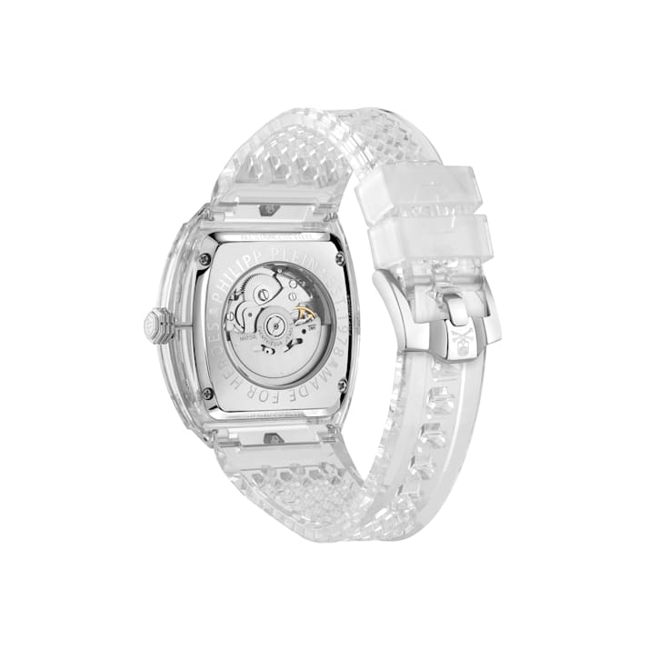The $keleton Crystal Automatic Silver Skeleton Dial Watch