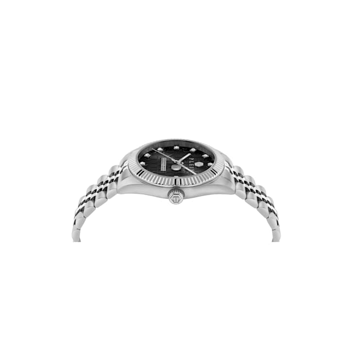 Date Superlative Black Dial Stainless Steel Crystal Watch