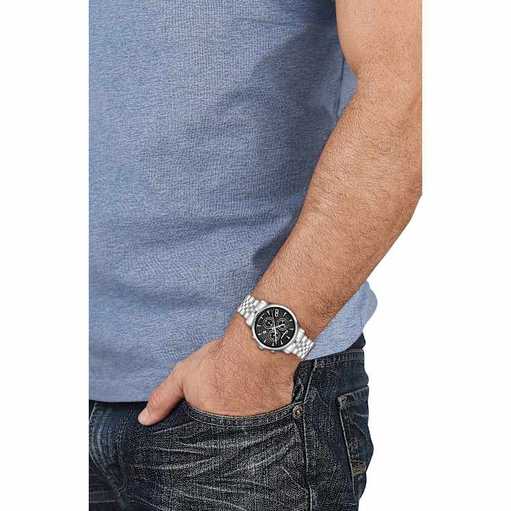 Ferragamo Duo Chrono Black Dial Stainless Steel Bracelet Watch