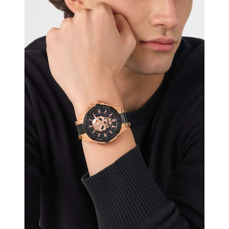 The $kull Black Dial Two-tone Stainless Steel Bracelet Watch