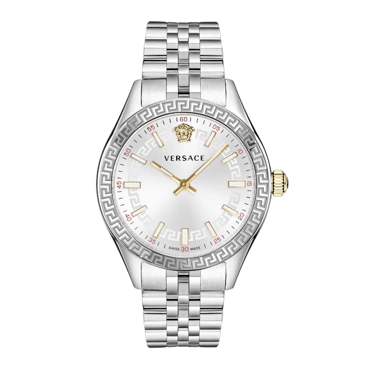 Versace Hellenyium Silver Tone Sunray Dial Bracelet Watch