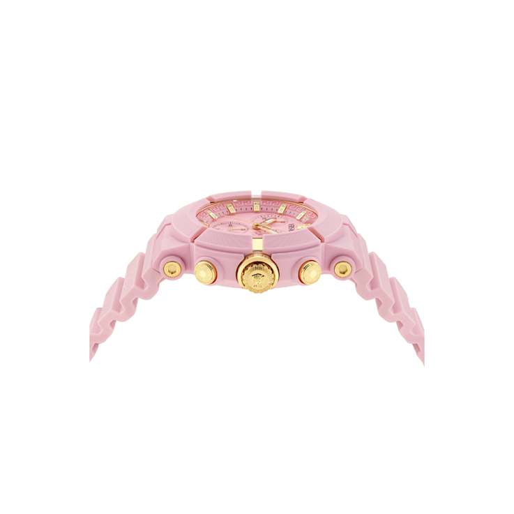 Versace Real Active Chrono Pink Dial Silicone Strap Watch