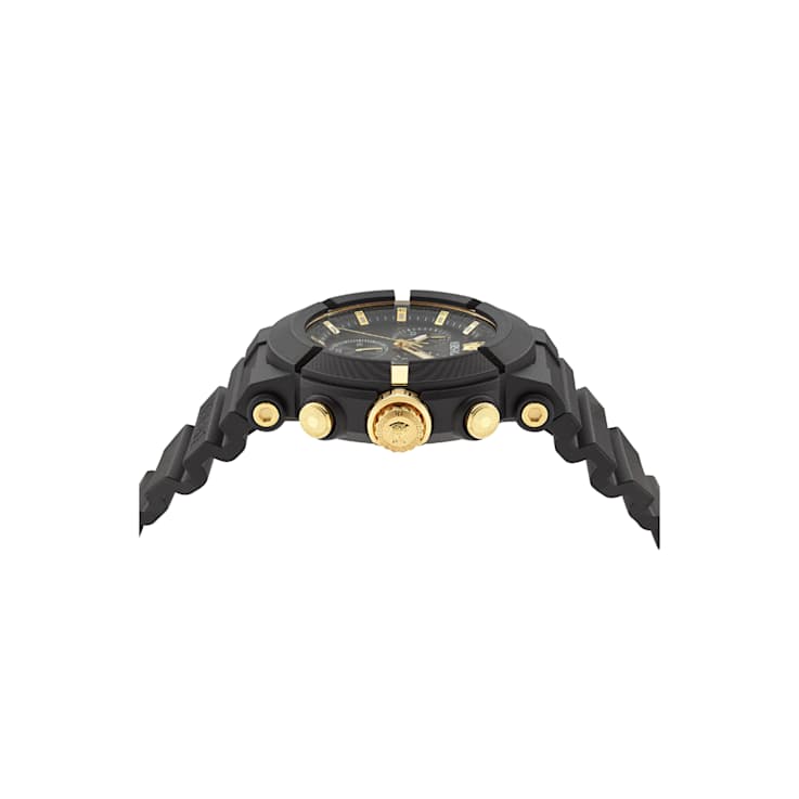 Versace Real Active Chrono Black Dial Silicone Strap Watch