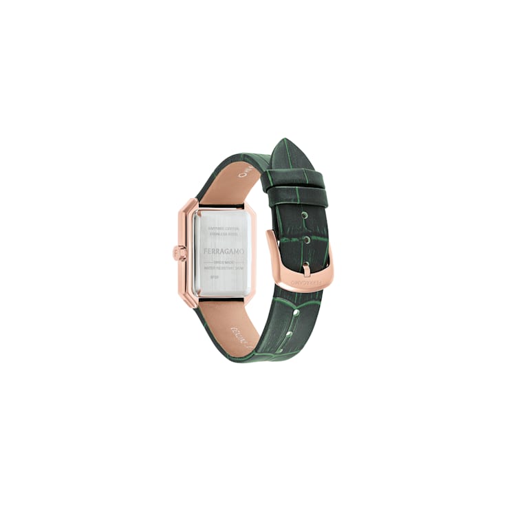 Ferragamo Crystal Calf Leather Strap Womens Watch