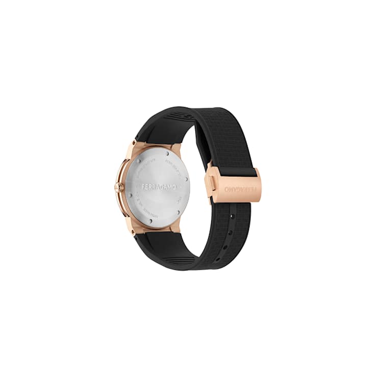Ferragamo Sapphire Logo Black Matte Dial Recycled PU Watch