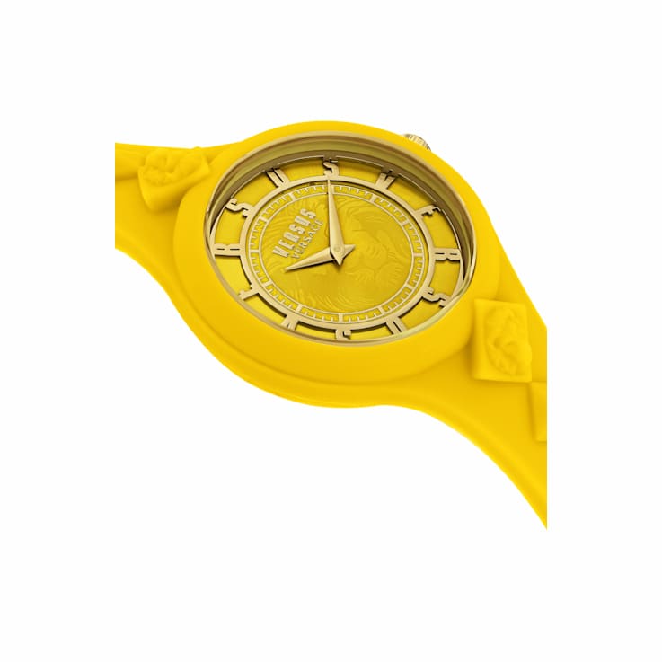 Versus Versace Fire Island Studs Yellow Silicone Strap Watch