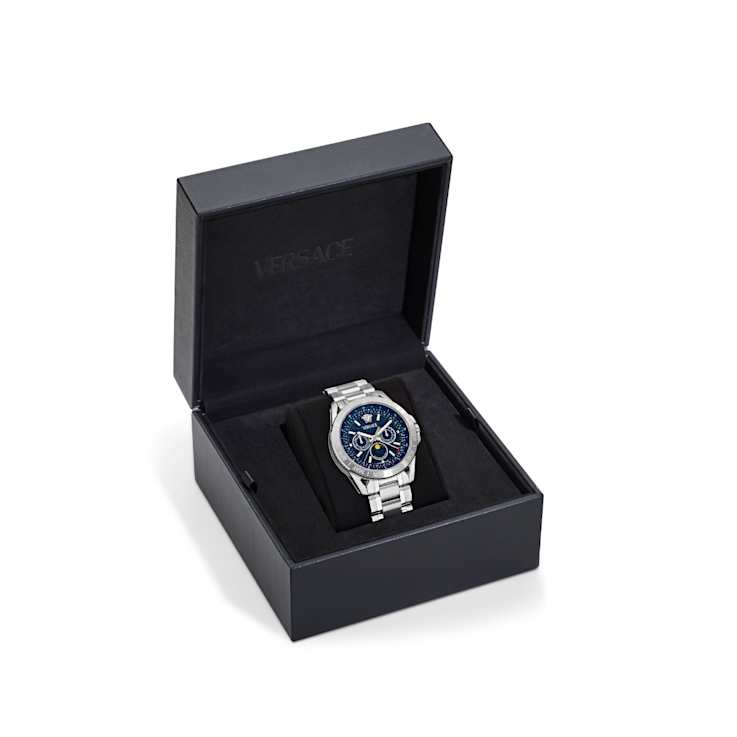 V-Galaxy Moonphase Blue Dial Stainless Steel Bracelet Watch
