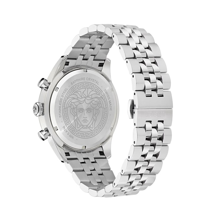 Versace Chrono Master Mens Watch Stainless Steel Case and Bracelet Blue
Guilloché Dial