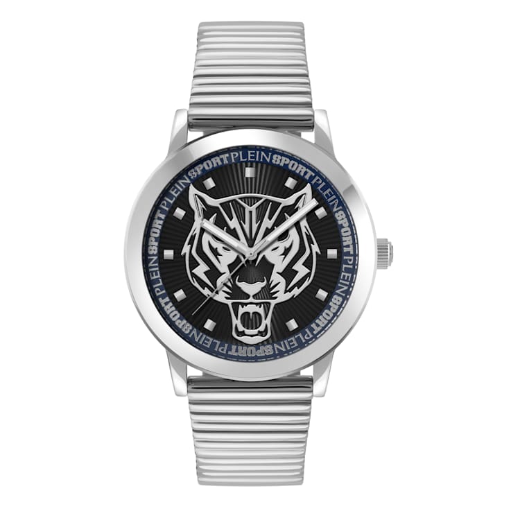 Iron Tiger Black Dial Stainless Steel Bracelet Watch