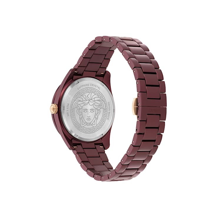 V-Dome Aluminum Bracelet Burgundy Dial Watch