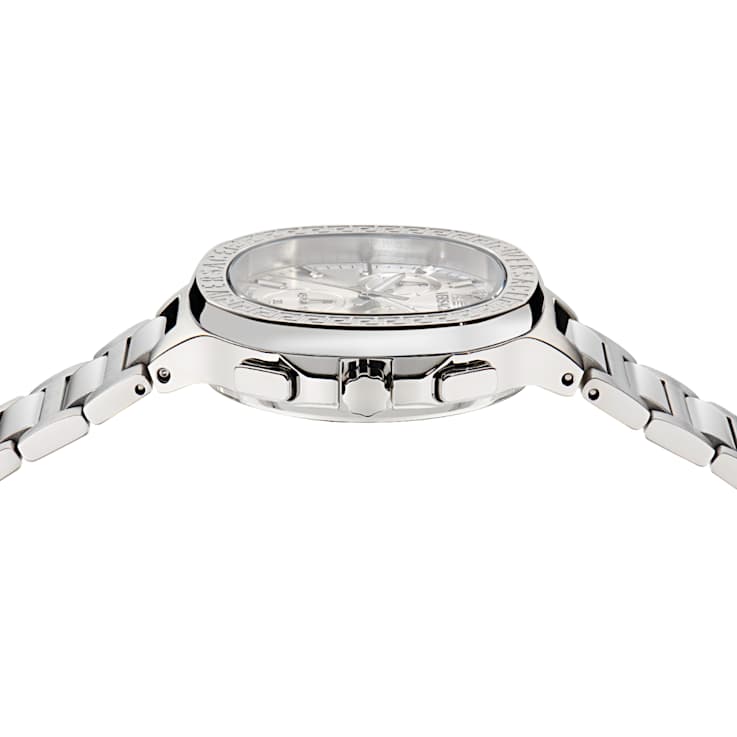 V-Chrono Square Silver Tone Dial Stainless Steel Bracelet Watch