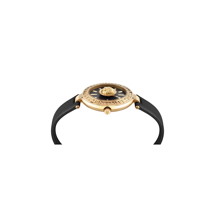 Opium Black Dial Leather Strap Watch