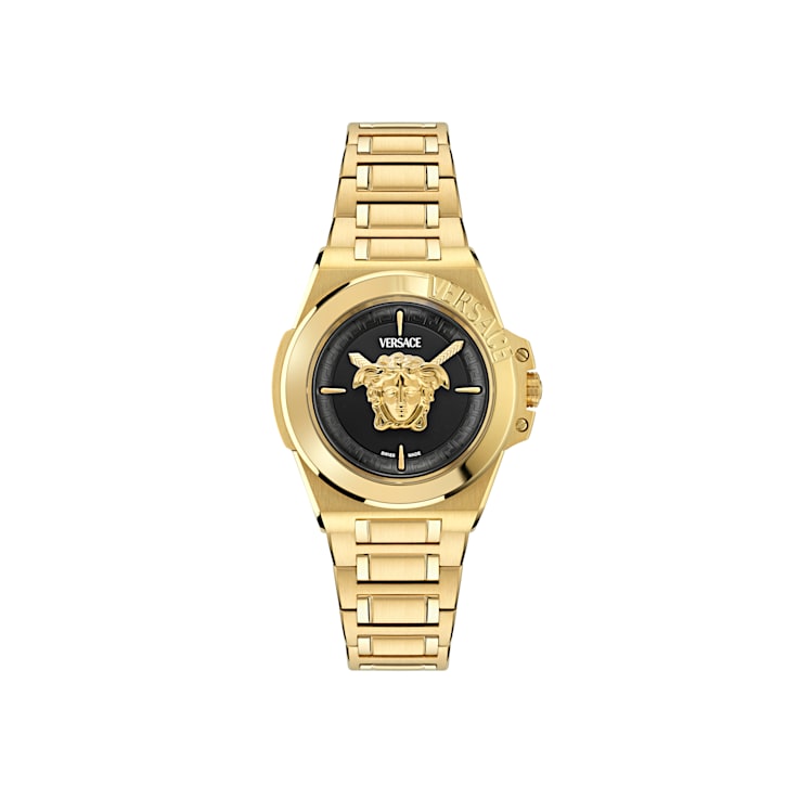 Versace Hera Womens Watch IP Yellow Gold Case Black Sunray Dial IP
Yellow Gold Bracelet