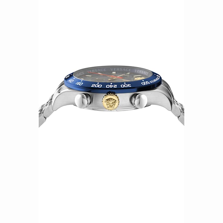 Versace Hellenyium Blue Sunray Dial Chrono Bracelet Watch