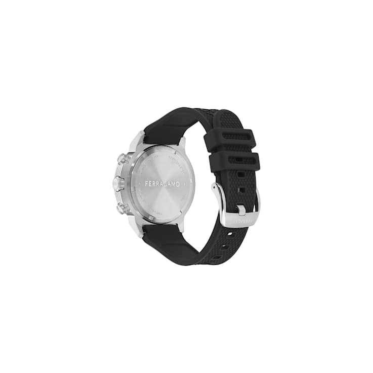 Ferragamo Sport Chrono Silver Tone Dial Silicone Strap Watch