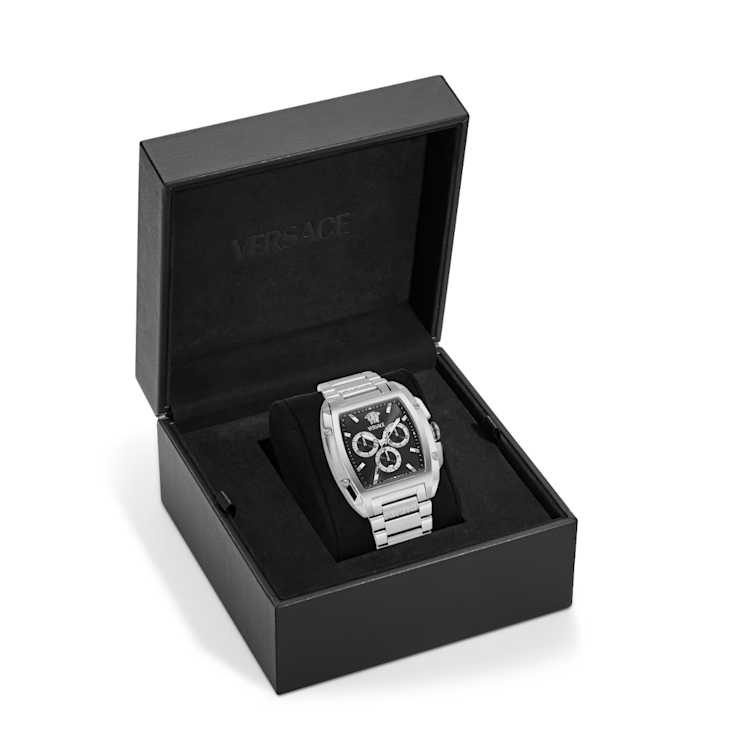 Versace Dominus Black Dial Stainless Steel Chronograph Watch