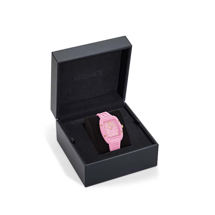 Versace Dominus Ecoceramic Pink Dial Watch