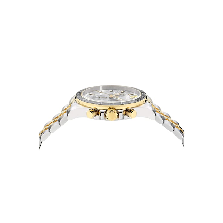 Greca Chrono Wave Silver Tone Dial Two-tone Stainless Steel Bracelet Watch