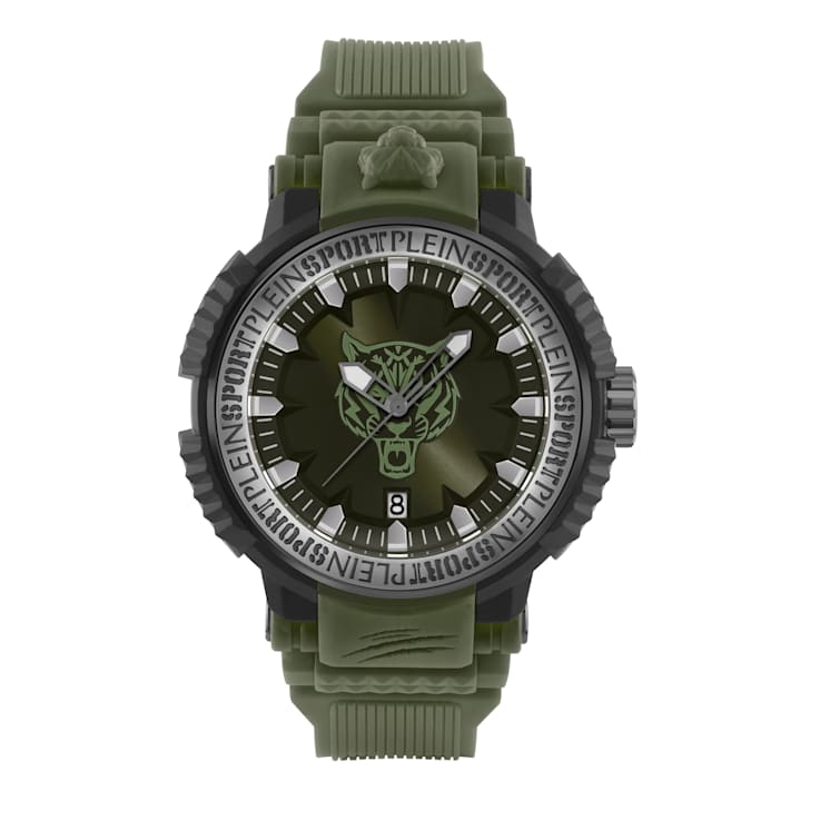Tiger Power Black Case and Dial Silicone Strap Watch