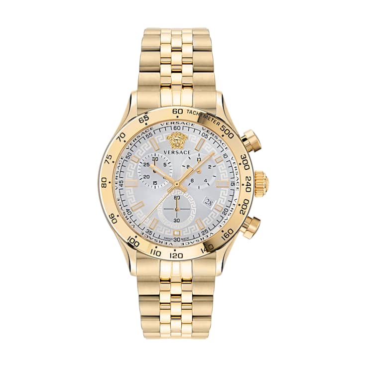 Versace Hellenyium White Sunray Dial Chrono Bracelet Watch