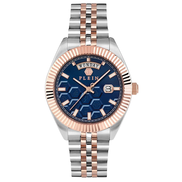 Date Superlative Blue Dial Crystal Watch