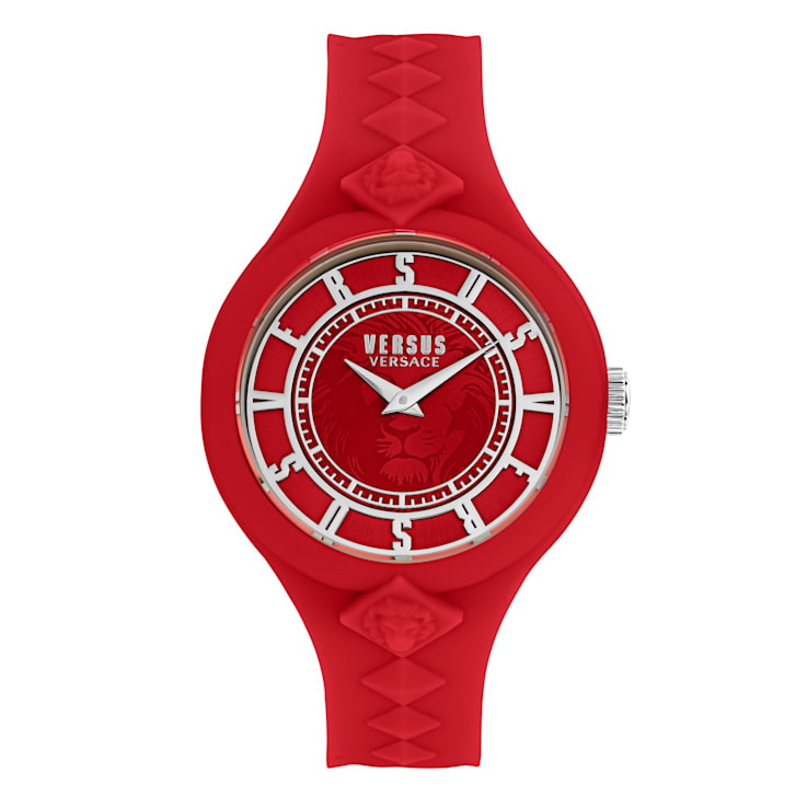 Versus Versace Fire Island Studs Red Silicone Strap Watch
