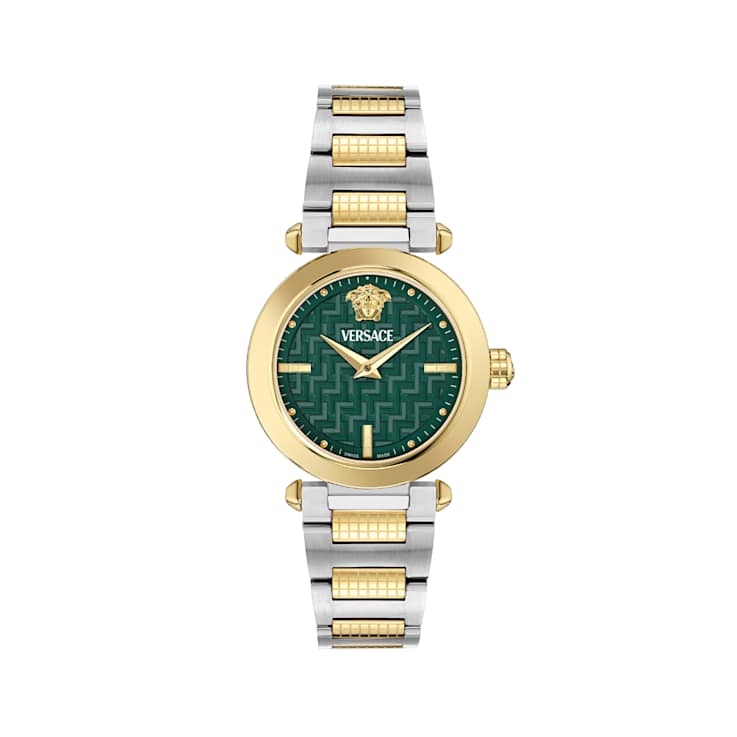 Versace Greek Green Dial Two-tone Stainless Steel Bracelet Watch