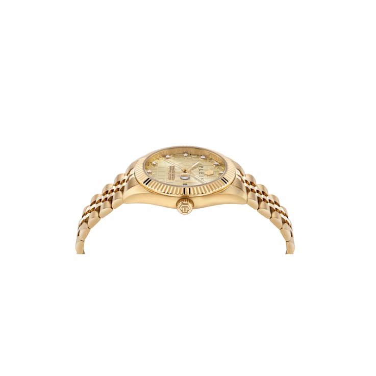 Date Superlative Yellow Dial Yellow Stainless Steel Crystal Watch