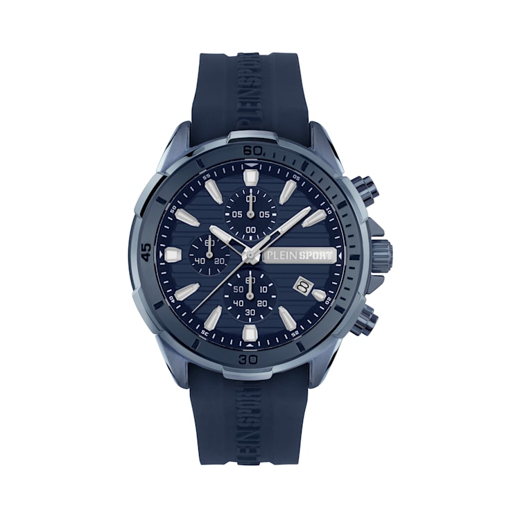 Impact Chronograph Blue Dial Silicone Strap Watch