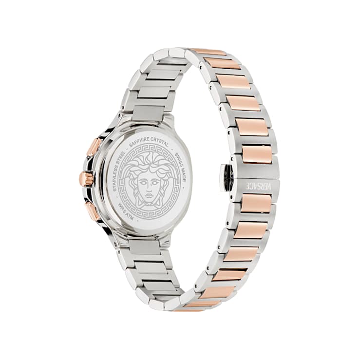 V-Chrono Square Rose Dial Two-tone Stainless Steel Bracelet Watch