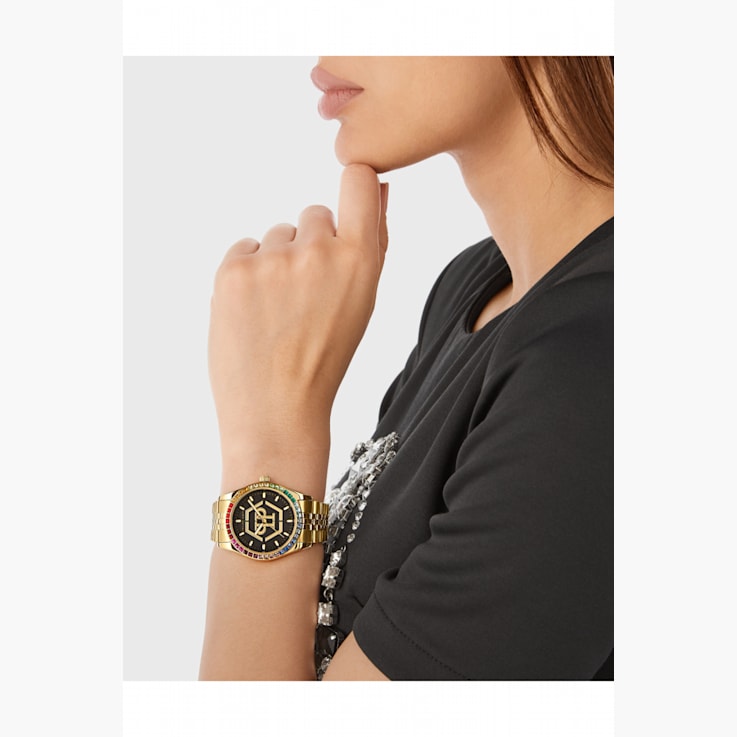 Philipp Plein Date Superlative Black Dial Yellow Stainless Steel
Bracelet Watch
