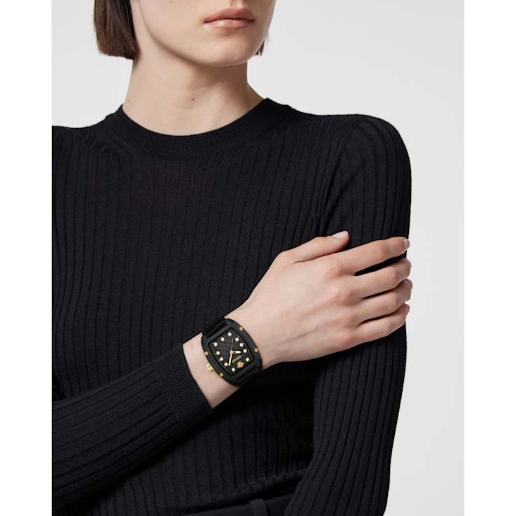 Versace Dominus Ecoceramic Black Dial Watch