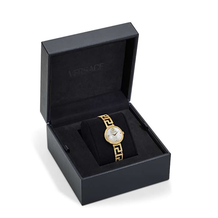 Greca Goddess White MOP Dial Yellow Stainless Steel Bracelet Watch