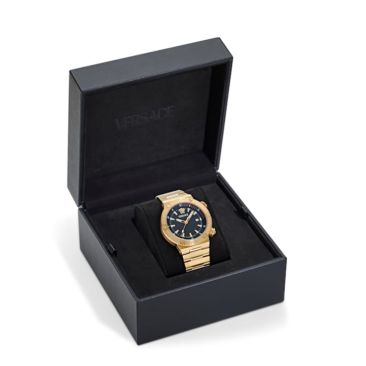 Greca Logo Mens Watch IP Yellow Gold Case Black Guilloché Dial IP Yellow
Gold Bracelet