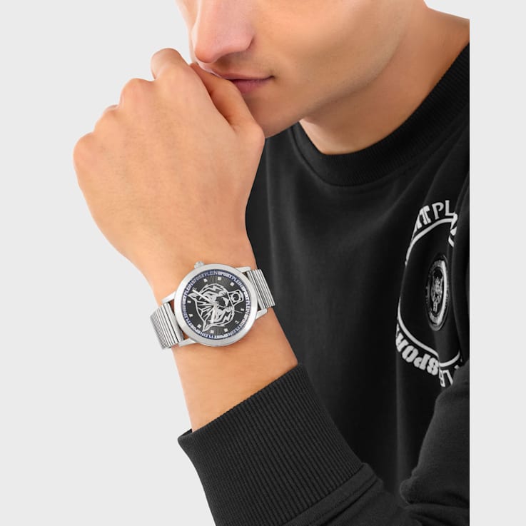 Iron Tiger Black Dial Stainless Steel Bracelet Watch