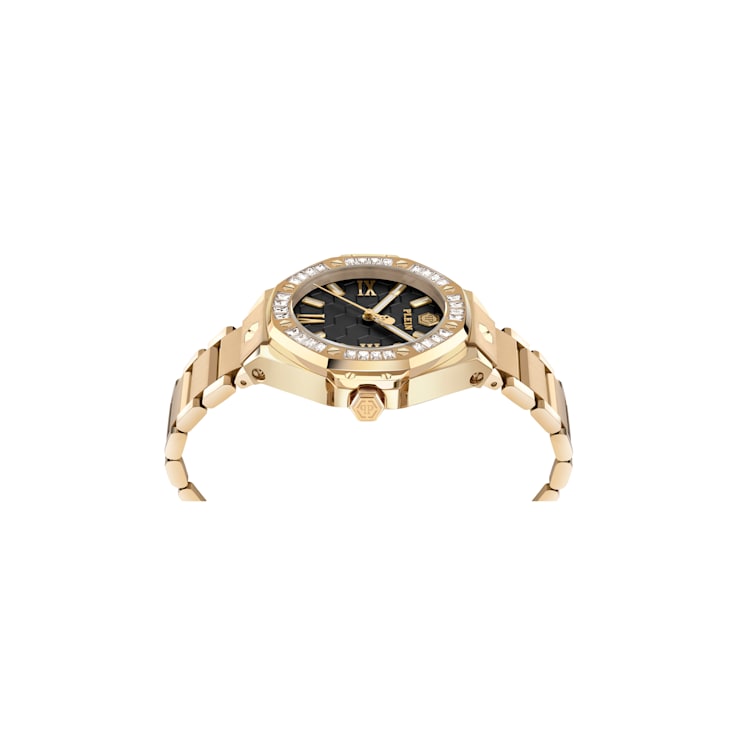 Plein Lady Royal Crystal Black Dial IP Yellow Bracelet Watch