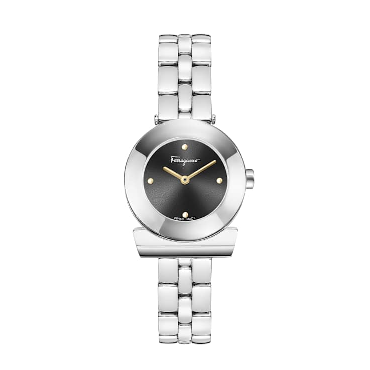 Ferragamo Gancino Black Dial Stainless Steel Bracelet Watch