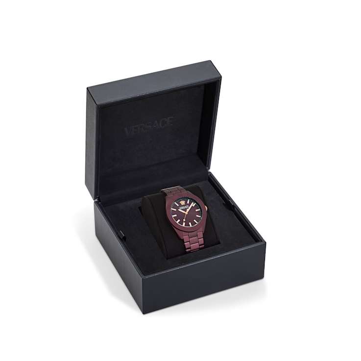 V-Dome Aluminum Bracelet Burgundy Dial Watch