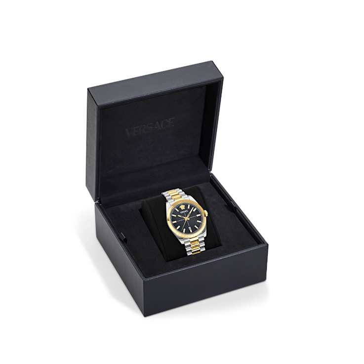 Versace Millenyium Black Dial Two-tone Stainless Steel Bracelet Watch