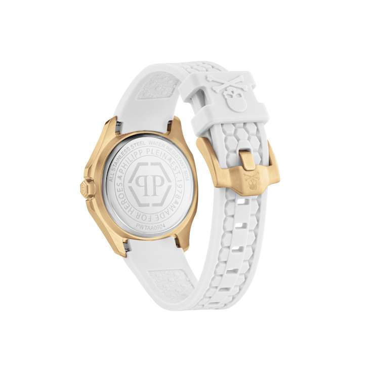 The $pectre Lady White Dial Silicone Strap Crystal Watch