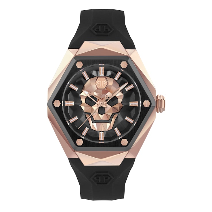 The $kull Spikes Black Dial Silicone Strap Watch