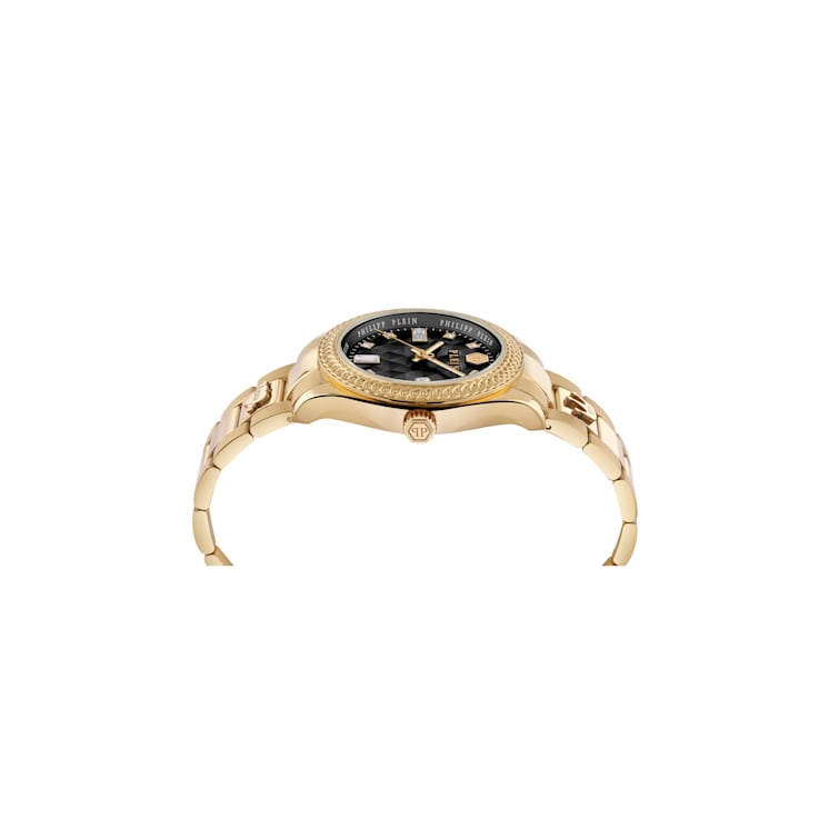 Queen Crystal Black Dial IP Yellow Bracelet Watch