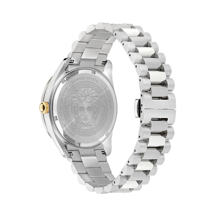 V-Dome Mens Watch Stainless Steel Case Blue Guilloché Dial Stainless
Steel Bracelet