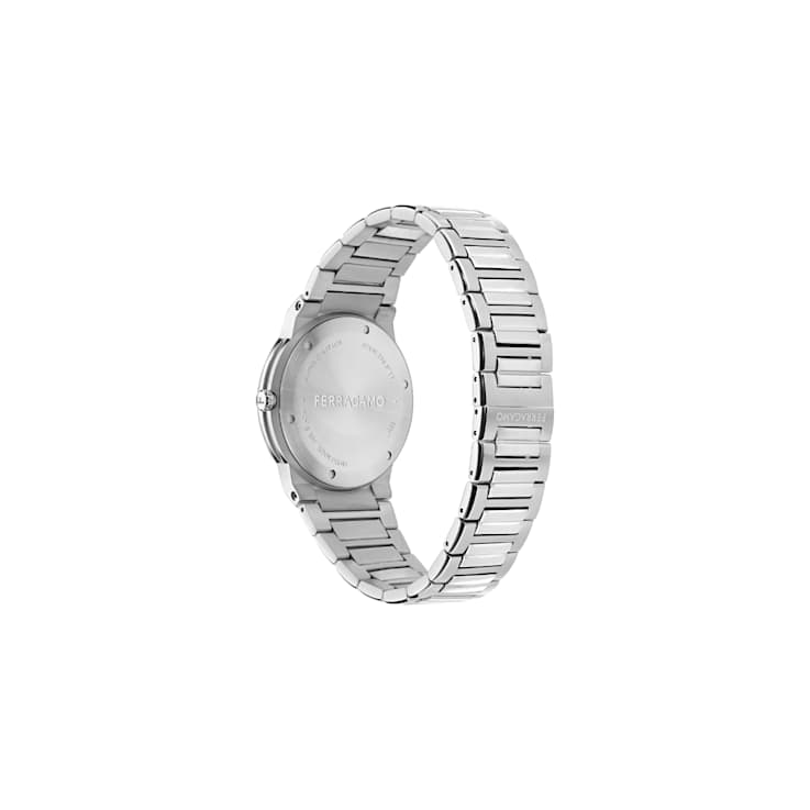 Ferragamo Sapphire Logo Black Matte Dial Stainless Steel Bracelet Watch