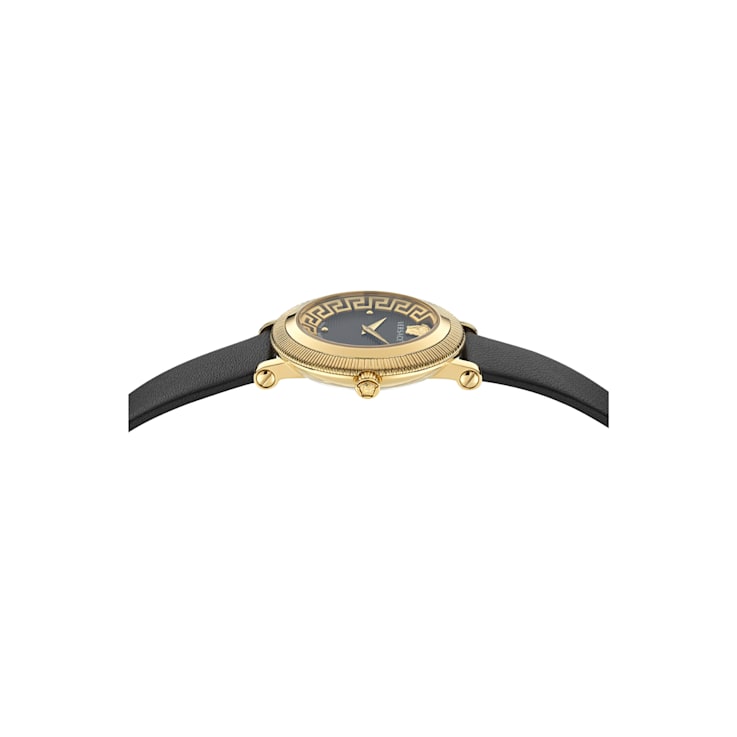腕時計その他 Versace Greca Flourish Leather Watch Versace Greca Flourish Black Leather Strap Watch - 172ZKA
