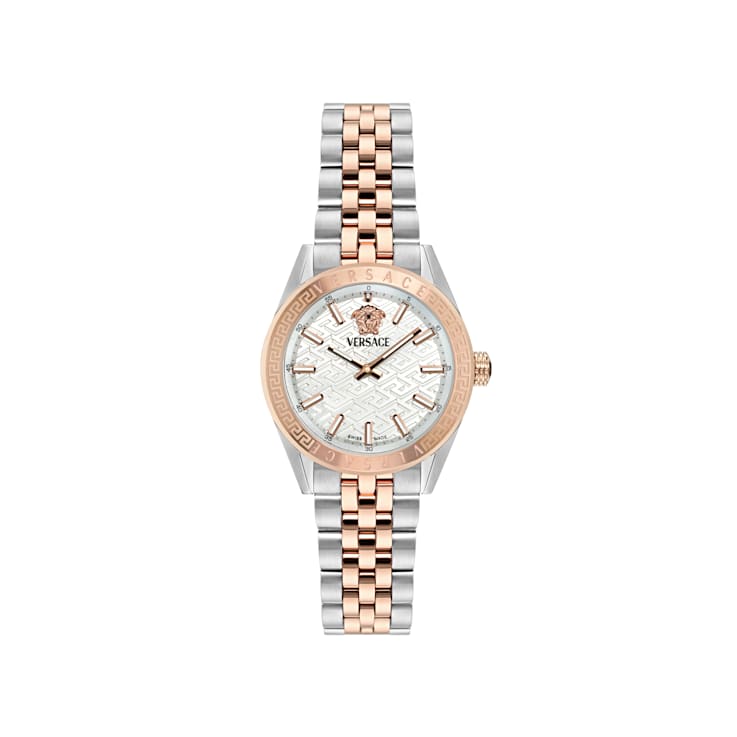 腕時計その他 Versace Two-Tone Bracelet Watch With Silver Guilloche Dial Versace Greek Silver Guilloche Dial Two-Tone Bracelet Watch