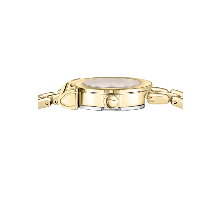 Ferragamo Gancino Silver Tone Dial Yellow Stainless Steel Bracelet Watch