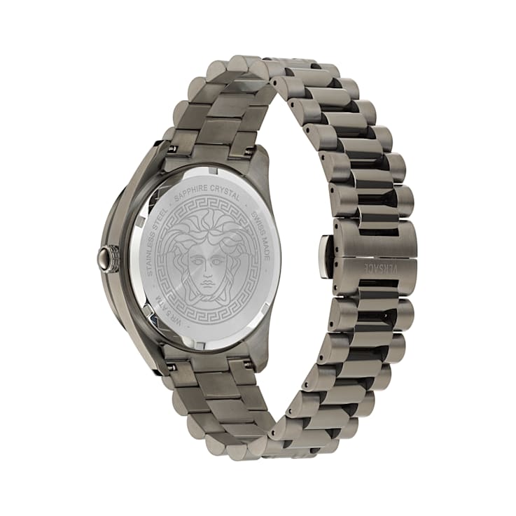 V-Dome Mens Watch IP Black Case Black Guilloché Dial IP